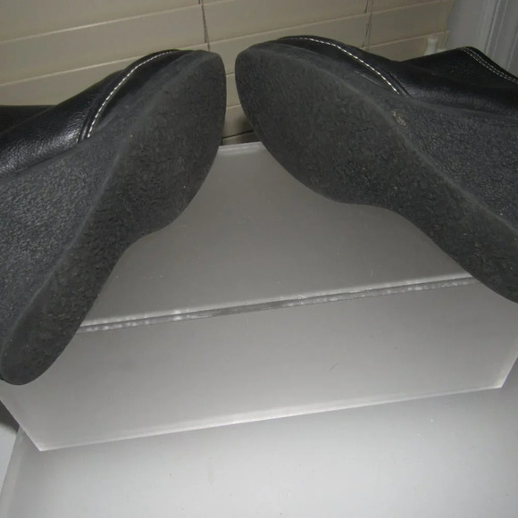 VIA SPIGA Leather Black Wedge heel Mules Clogs Shoes Size 6.5M - Picture 5 of 5